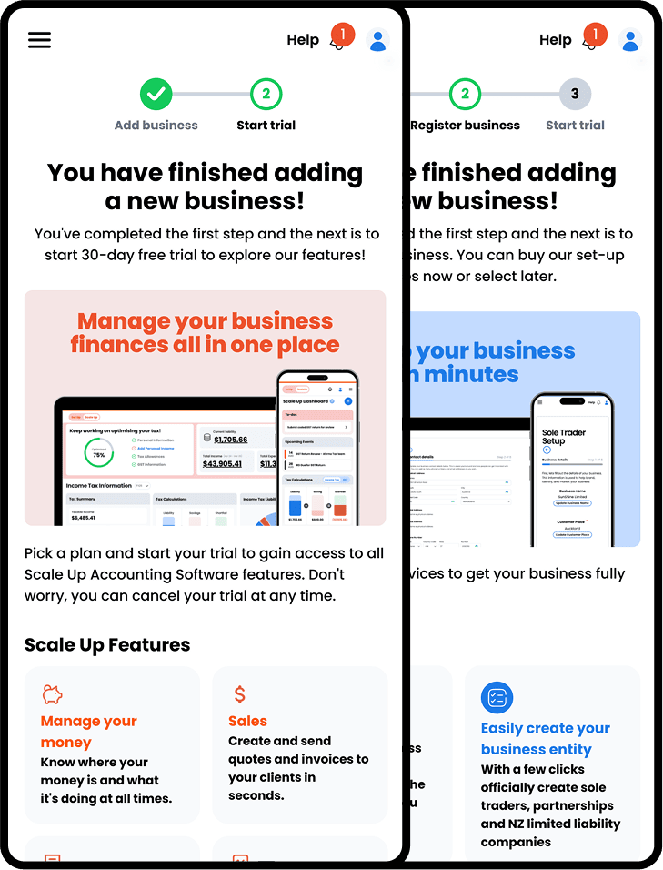 Next steps tailored to the customer type