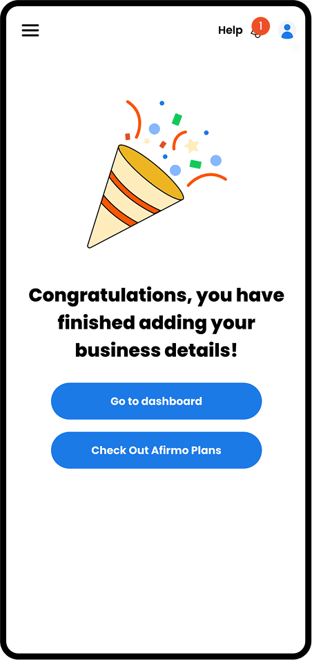 A generic confirmation screen after onboarding