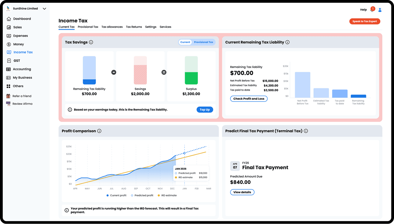 The redesigned tax view structured around one question