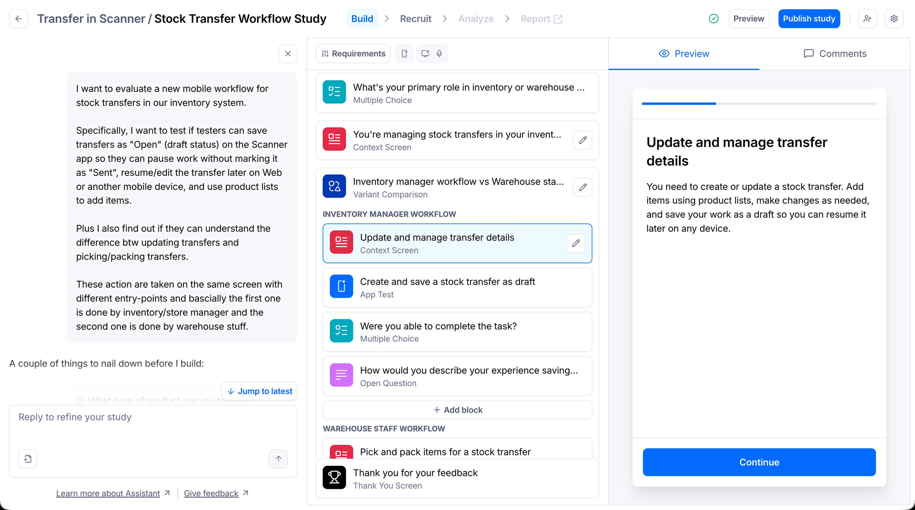 AI-assisted usability test planning and script improvement