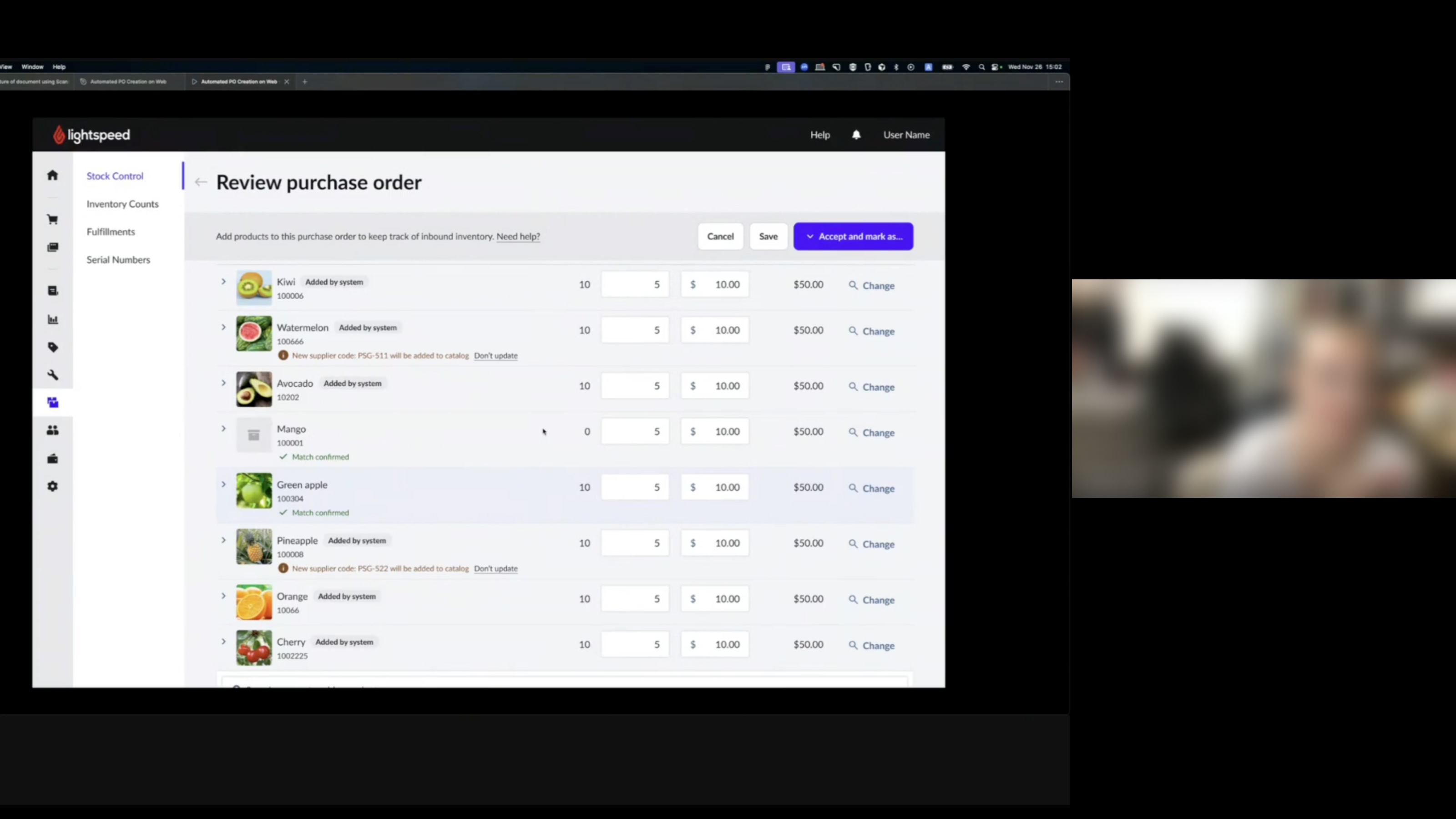 Usability testing session for the automated purchase order workflow